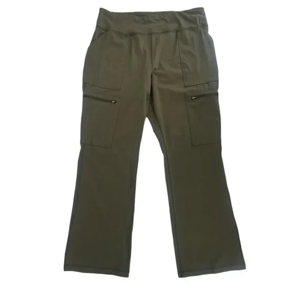 Duluth Trading Co Women's Cargo Bootcut Pants Olive Green Size L Short - Picture 3 of 6